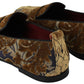 Elegant Blue & Gold Brocade Loafers
