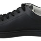 Elegant Black and White Leather Sneakers
