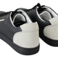 Elegant Black and White Leather Sneakers