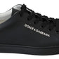 Elegant Black and White Leather Sneakers
