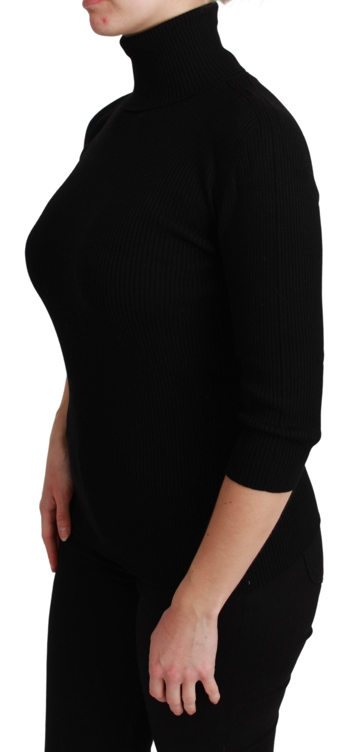 Elegant Black Wool Turtleneck Sweater