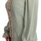 Elegant Mint Green Silk Blend Sequin Collar Top