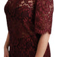 Maroon Floral Lace Short Sleeve Blouse