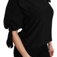 Elegant Silk Short Sleeve Blouse in Black