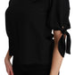 Elegant Silk Short Sleeve Blouse in Black