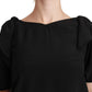 Elegant Silk Short Sleeve Blouse in Black