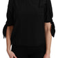 Elegant Silk Short Sleeve Blouse in Black