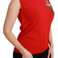 Embroidered Red Wool Tank Blouse