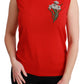 Embroidered Red Wool Tank Blouse