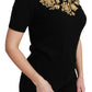 Elegant Cashmere Sweater with Gold Lace Embroidery