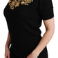 Elegant Cashmere Sweater with Gold Lace Embroidery