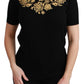 Elegant Cashmere Sweater with Gold Lace Embroidery