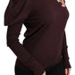 Maroon Floral Embroidered Virgin Wool Sweater