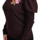 Maroon Floral Embroidered Virgin Wool Sweater