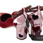 Elegant Red Ankle Strap Heels with Heart Patches