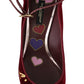 Elegant Red Ankle Strap Heels with Heart Patches