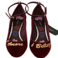Elegant Red Ankle Strap Heels with Heart Patches