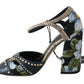 Multicolor Floral Ankle Strap Heels