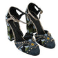 Multicolor Floral Ankle Strap Heels