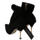 Elegant Suede Ankle Heels with Gold Accents
