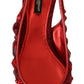 Radiant Red Slingback Pumps with Crystal Motifs