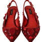 Radiant Red Slingback Pumps with Crystal Motifs