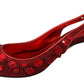 Radiant Red Slingback Pumps with Crystal Motifs