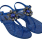 Blue Crystal-Embellished Beachwear Sandals