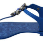 Blue Crystal-Embellished Beachwear Sandals