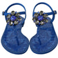 Blue Crystal-Embellished Beachwear Sandals