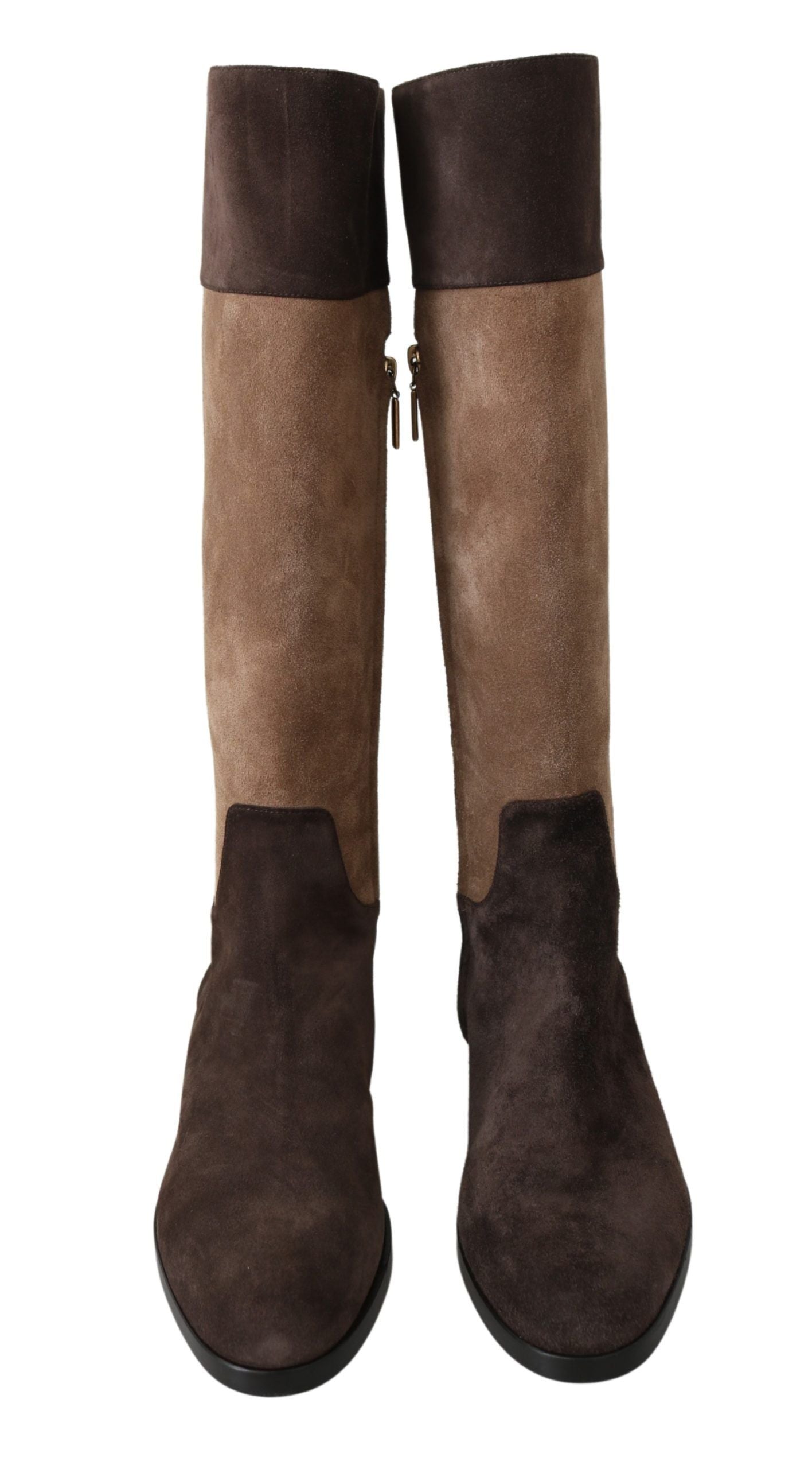 Chic Leather Knee-High Boots in Brown