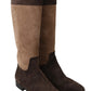 Chic Leather Knee-High Boots in Brown