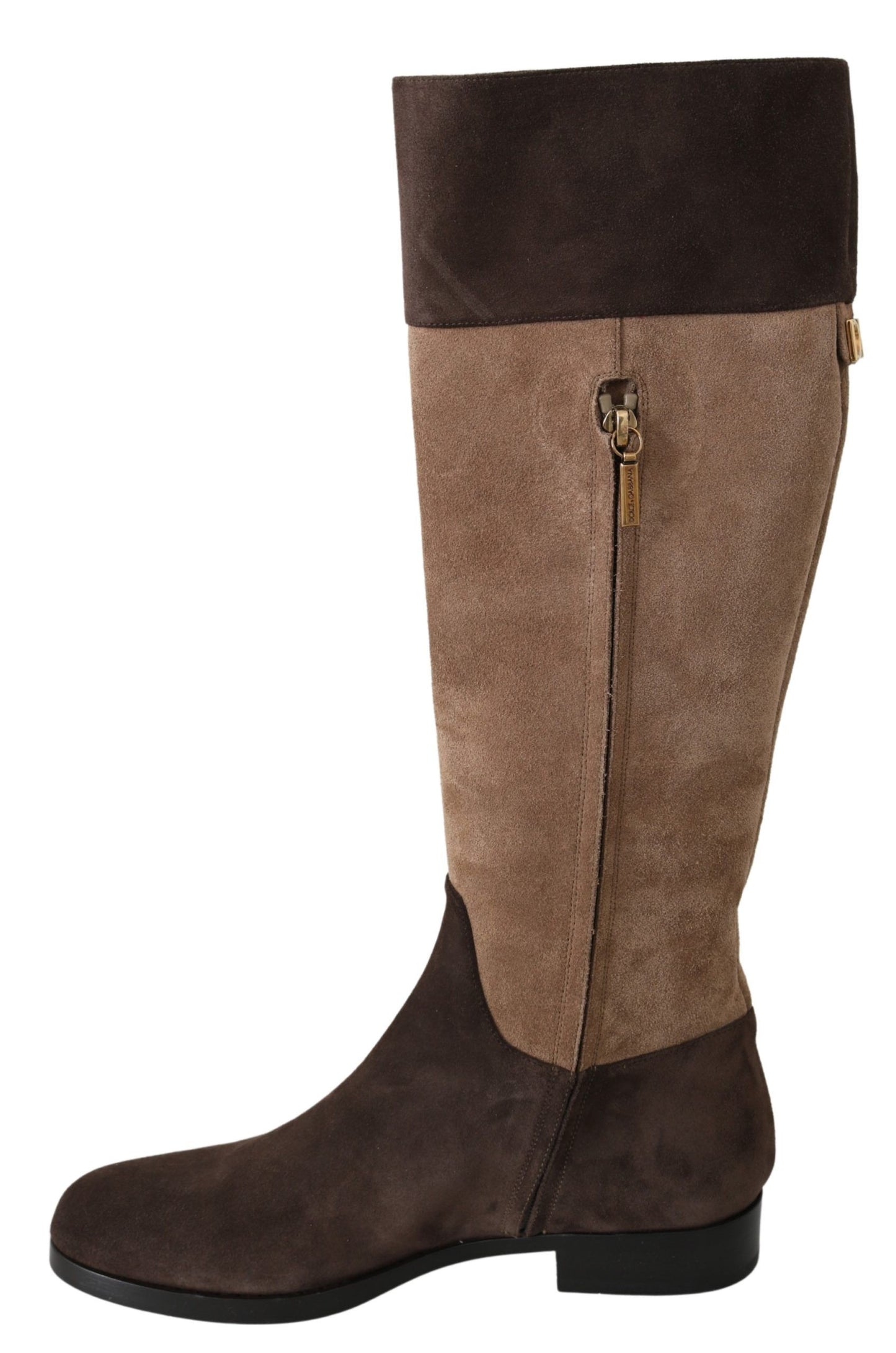 Chic Leather Knee-High Boots in Brown