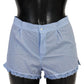 Chic Blue Lace Cotton Shorts Underwear