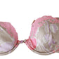 Chic Pink Lace Silk Blend Push Up Bra