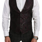 Black Bordeaux Floral Jacquard Blazer & Vest Set