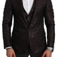 Black Bordeaux Floral Jacquard Blazer & Vest Set