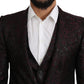 Black Bordeaux Floral Jacquard Blazer & Vest Set