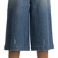 Elegant Wide Leg Cropped Denim Trousers