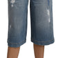 Elegant Wide Leg Cropped Denim Trousers
