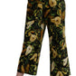 High Waist Cropped Cotton Pants with Pear Print