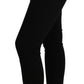 Sleek Black Mid Waist Slim Fit Cropped Jeans