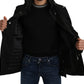 Elegant Black Jacquard Zip Jacket