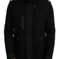 Elegant Black Jacquard Zip Jacket