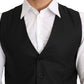 Elegant Gray Wool Blend Formal Vest