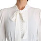 Elegant White Scarf Neck Blouse