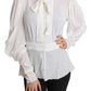 Elegant White Scarf Neck Blouse