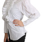 Elegant Turtle Neck Ruffled Blouse