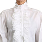 Elegant Turtle Neck Ruffled Blouse