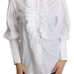 Elegant Turtle Neck Ruffled Blouse